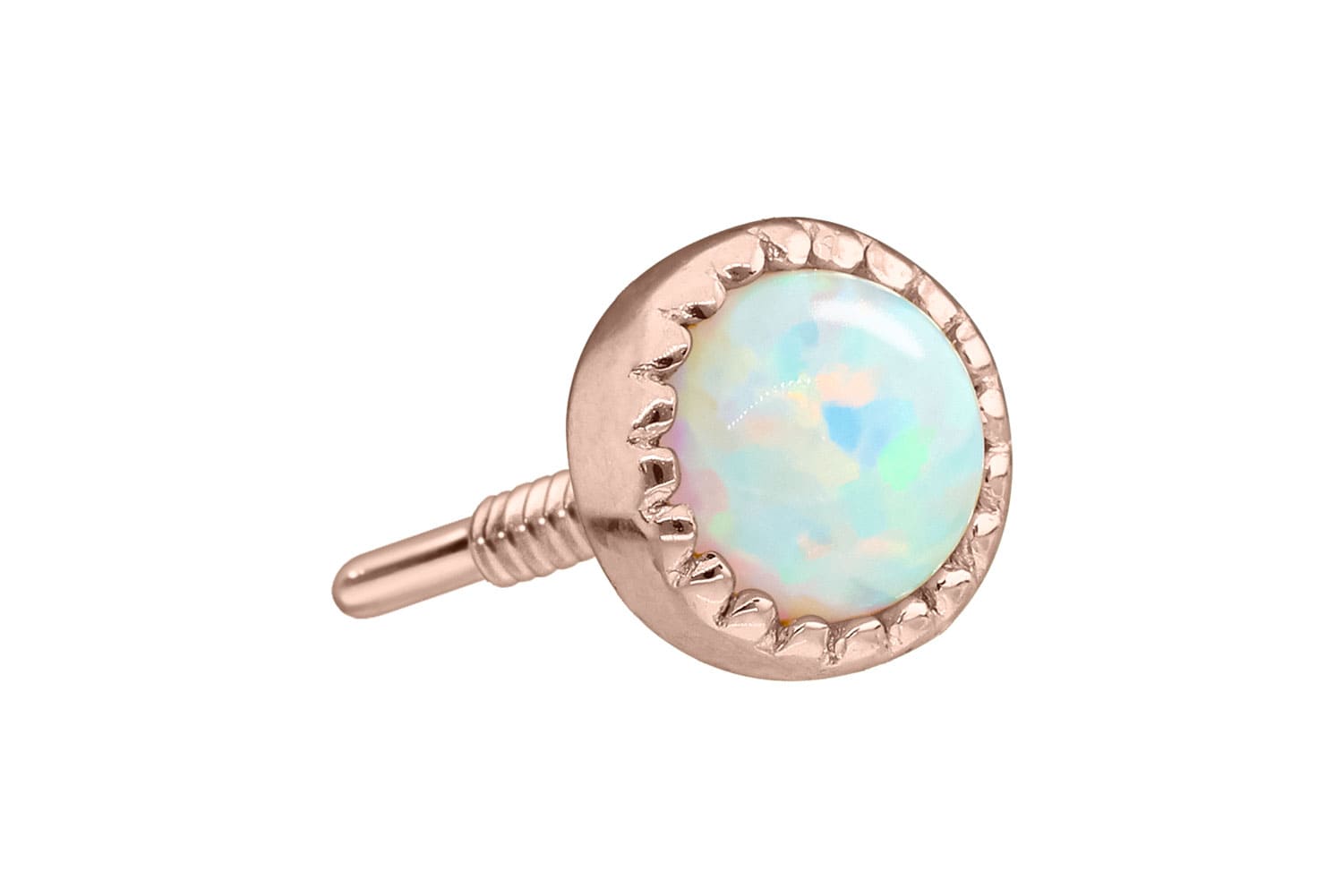 14 Karat Gold Schraubaufsatz mit Außengewinde SYNTHETISCHER OPAL von Piercingline
